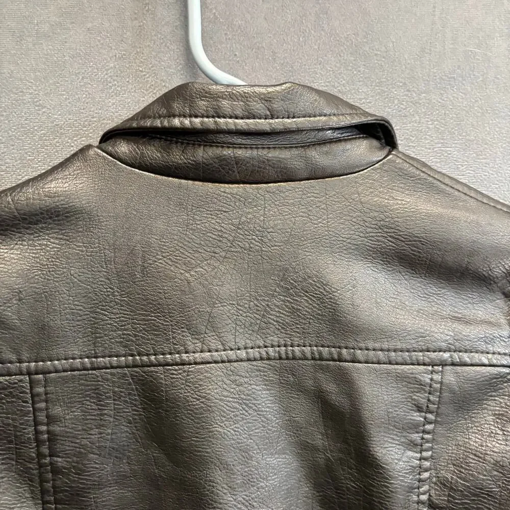 Forever 21 Girls Black Moto Faux Leather Jacket Size 13/14 Biker Rockstar